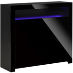 Modern High Gloss Rgb Led Cabinet Cupboard Console | One Size | Black