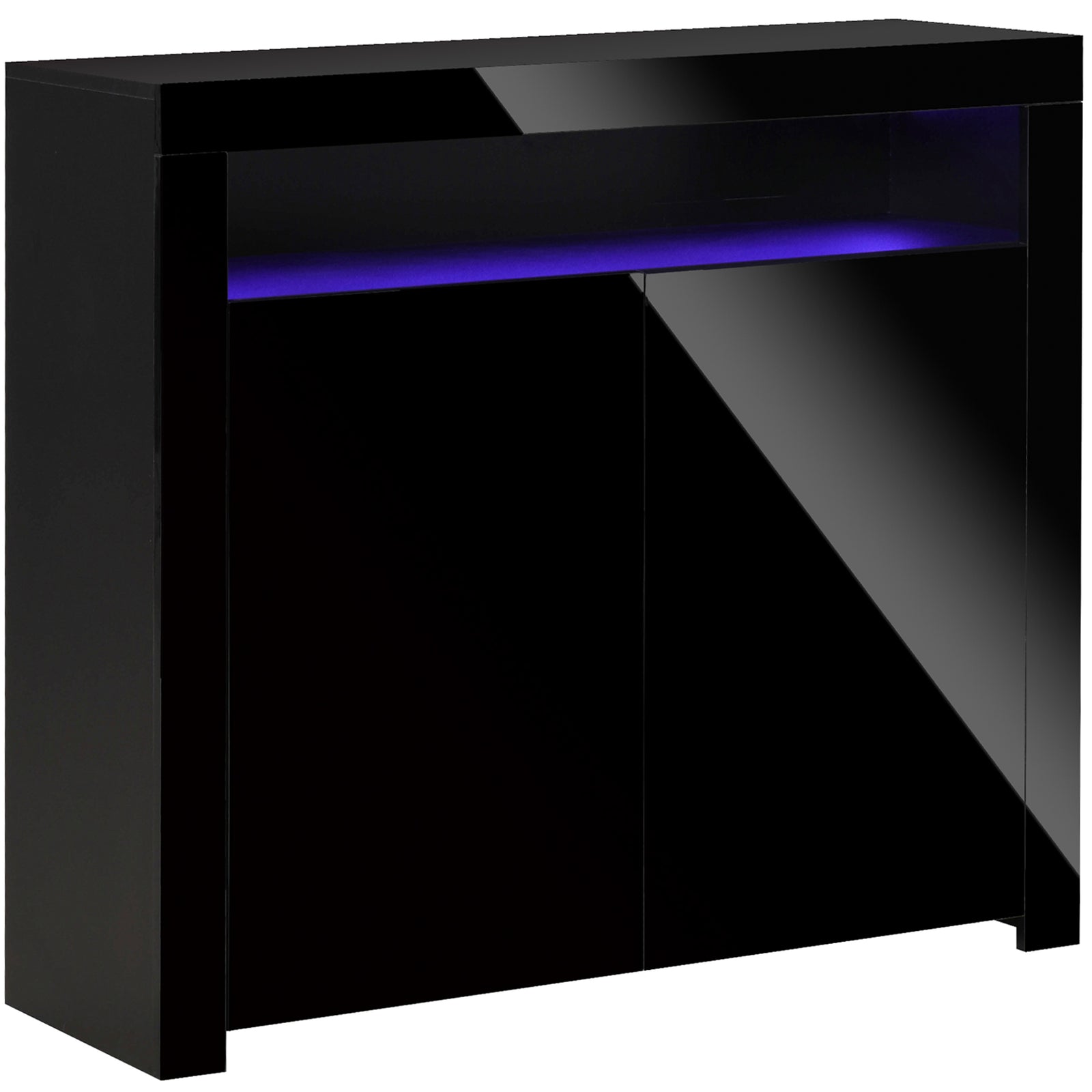 Modern High Gloss Rgb Led Cabinet Cupboard Console | One Size | Black