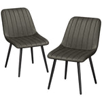 Faux Leather Upholstered Kitchen Chairs With Metal Legs | Grey