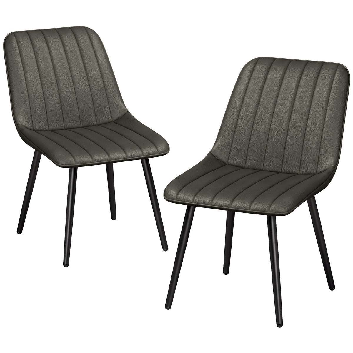 Faux Leather Upholstered Kitchen Chairs With Metal Legs | Grey