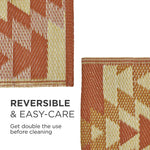 Luxury Outdoor Rug Waterproof Reversible For Garden Patio 100% Recycled, Orange Anya Aztec | 120cm x 180cm | Orange