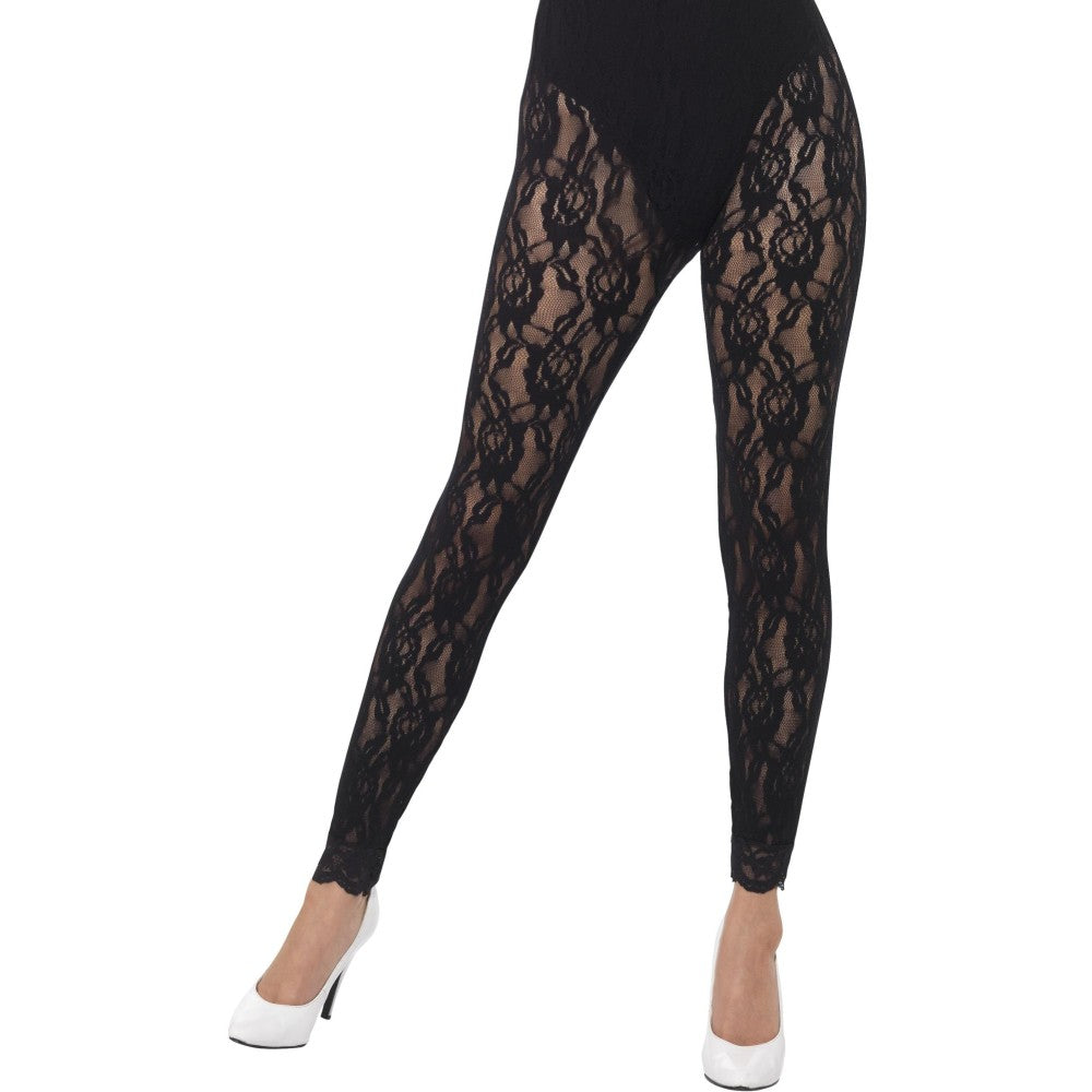 80s Lace Leggings | Black