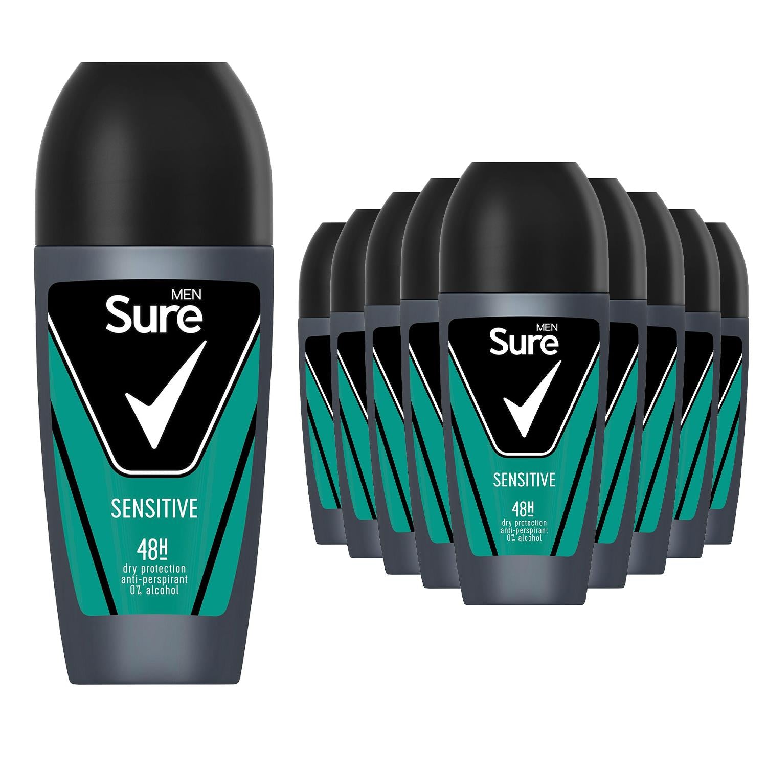 Men Sensitive Antiperspirant Roll On 48h Sweat & Odour Protection, 12pk, 50ml | One Size
