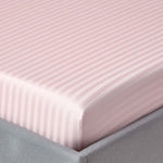 Egyptian Cotton Satin Stripe Fitted Sheet 330 Tc | Single | Pink
