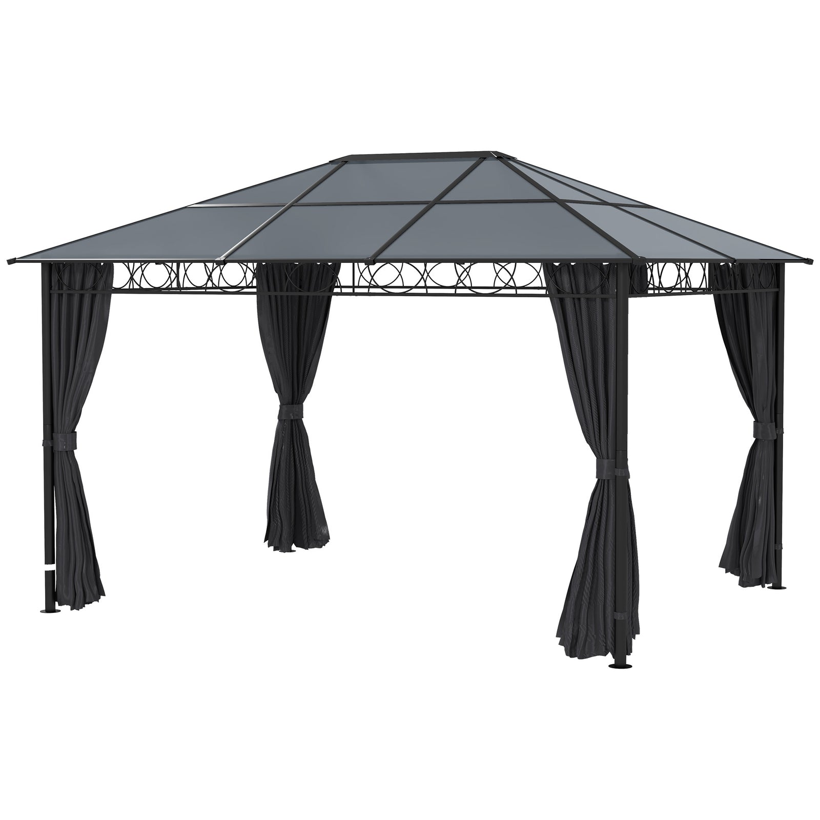 Hardtop Gazebo For Garden Party W/ Polycarbonate Curtains | Large