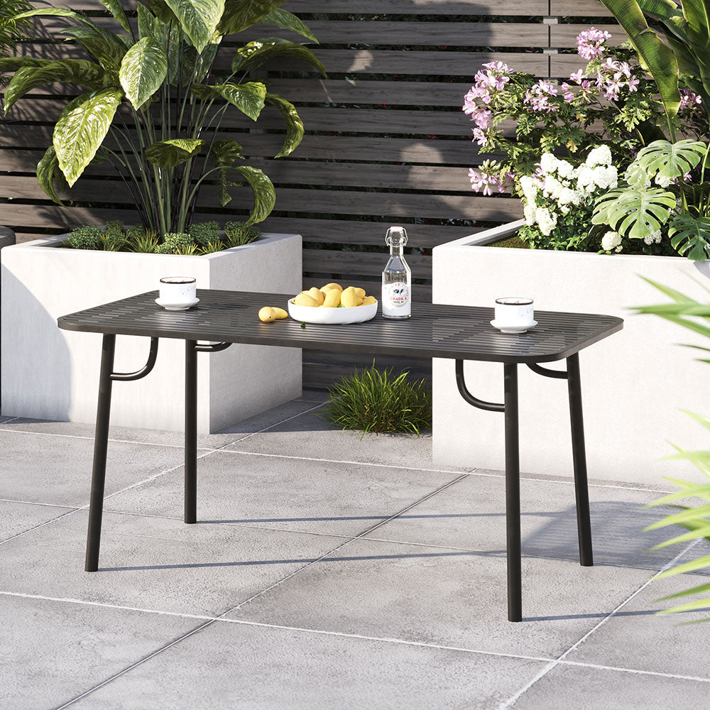 Rectangular Outdoor Garden Metal Table - 120/160cm W X 80cm D X 75cm H | Large | Black