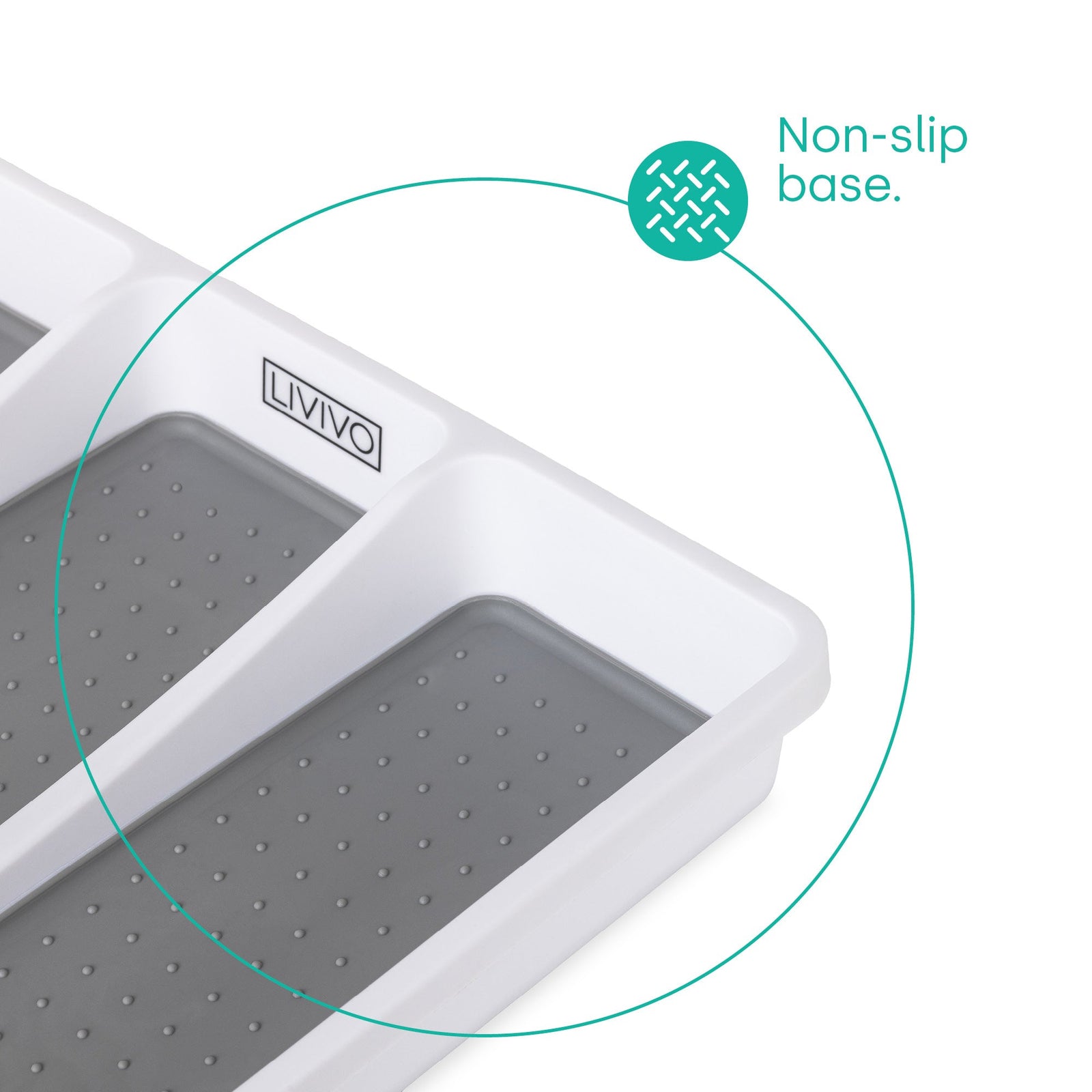Non-slip White Utensil Tray