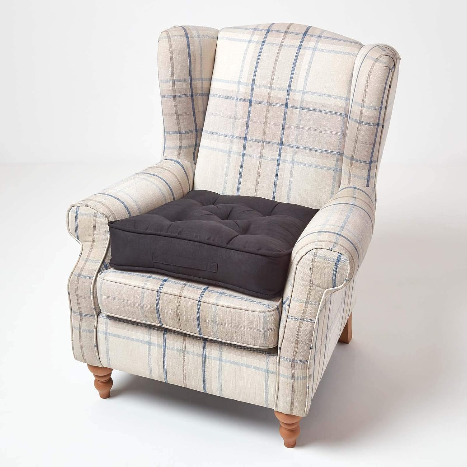 Faux Suede Armchair Booster Cushion | 50cm x 50cm | Black