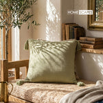 Pure Handmade Cotton Muslin Cushion With Cover | 45cm x 45cm | Green