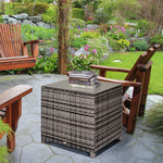 Rattan Garden Side Table Wicker Patio With Tempered Glass