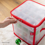 Decoration Storage Cube With 64 Ornament Dividers And Handles | Red