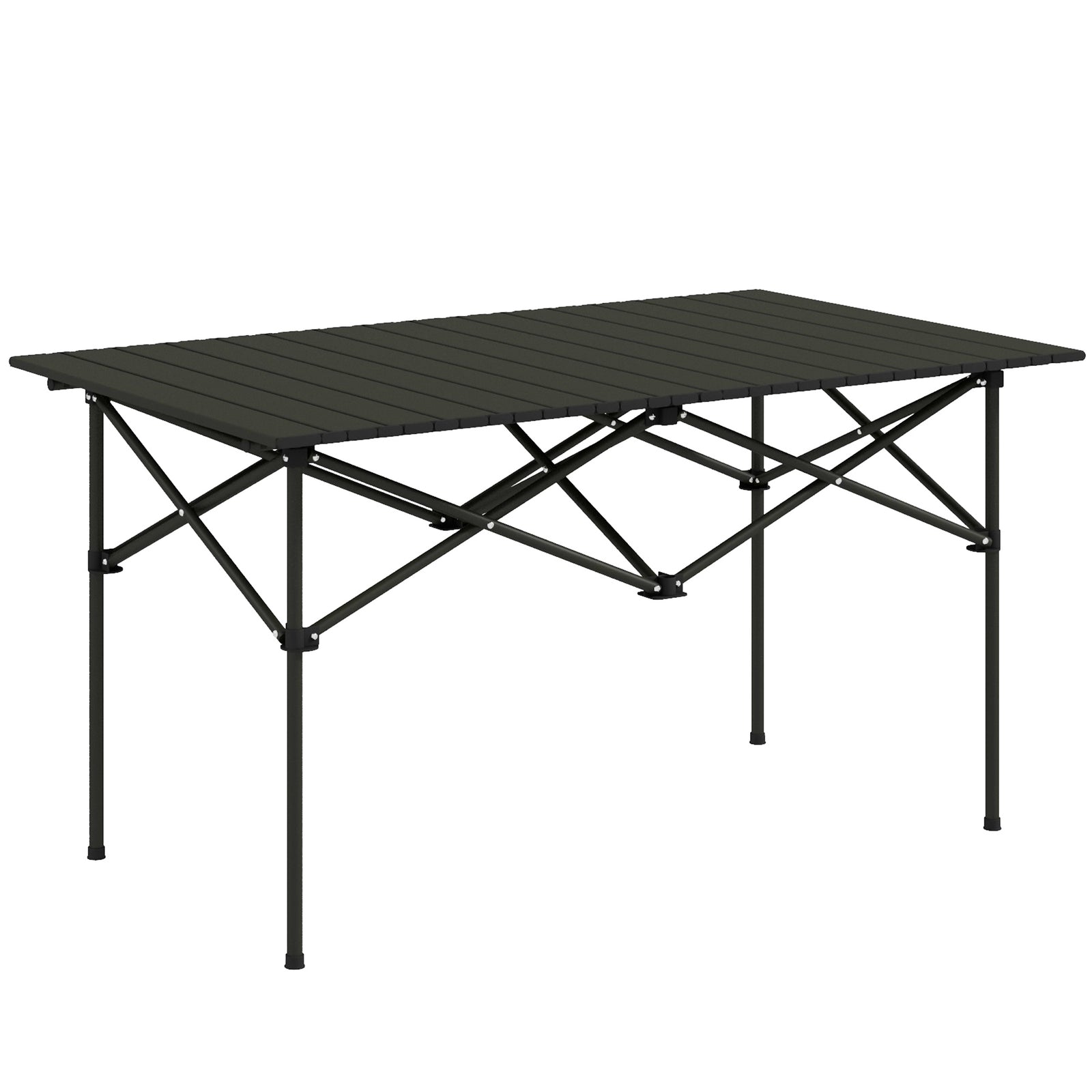Portable Folding Camping Table W/ Roll Up Aluminium Top | Black