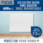 Electric Radiator Panel Heater Eco Bathroom Safe Wall Mounted Or Floorstanding Timer Thermostat Lot 20 | 600w | White