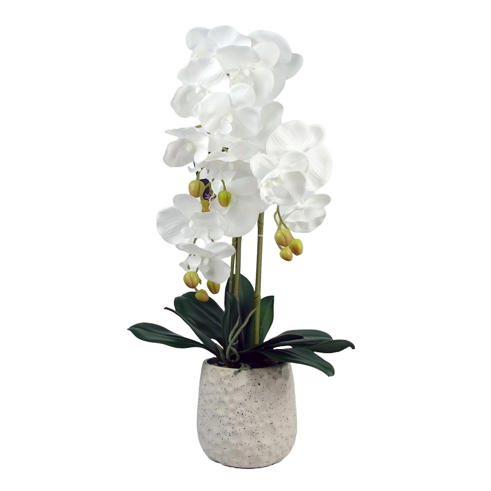 60cm Pure White Artificial Orchid With Ceramic Bubble Planter