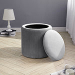 Ottoman Footstool With Storage Modern Pleated Storage Stool 38cm Dia X 38cm H