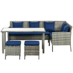 5pcs Rattan Dining Corner Sofa Set, Garden Furniture Set