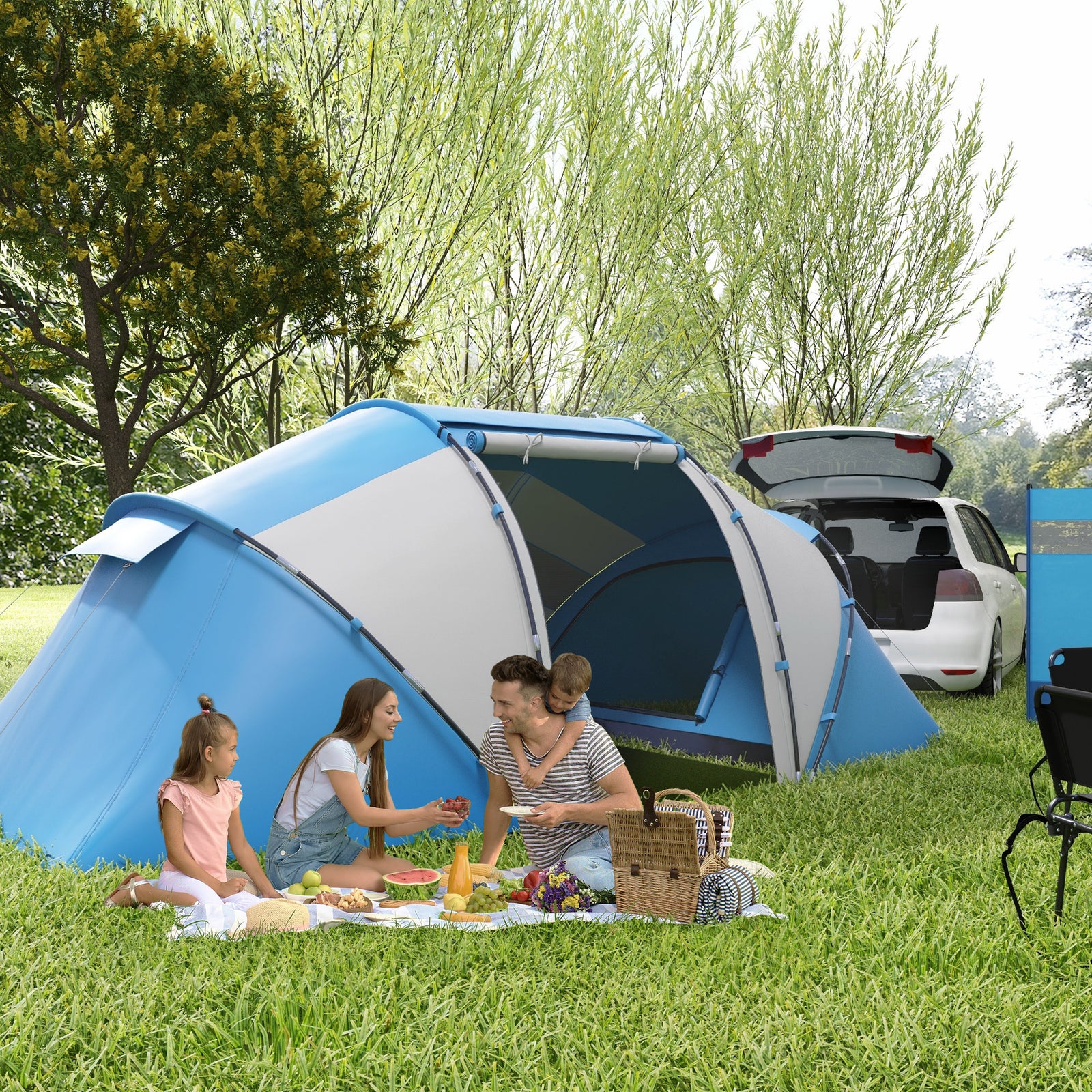 4-6 Persons Camping Tent Dome Family Travel Group Hiking | Blue