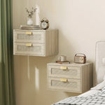 HOMCOM Modern Floating Nightstands Set Of 2,  2 Drawers Bedside Tables, Oak