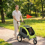 2 In 1 Pet Stroller Dog Bike Trailer For Medium Dogs, Green