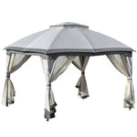 3.7 X 3metre Outdoor Steel Frame Gazebo With 2-tier Roof