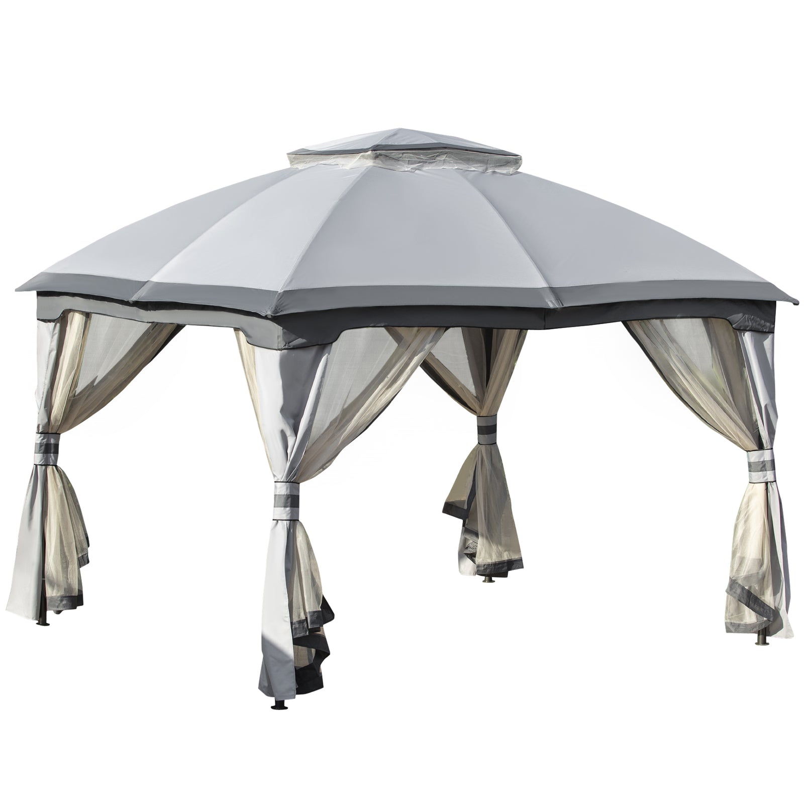 3.7 X 3metre Outdoor Steel Frame Gazebo With 2-tier Roof