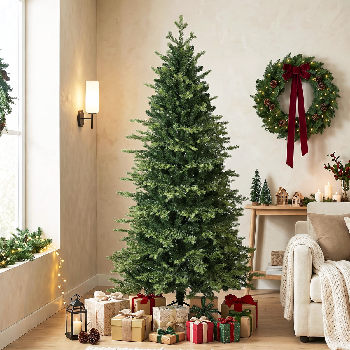 HOMCOM Geneva Fir Hinged Xmas Tree With Branch Tips