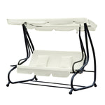 3 Seater Swing Chair For Outdoor W/ Adjustable Canopy | Cream