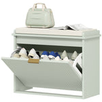 Shoe Storage Bench With Cushion And Flip-drawer | Small | Green