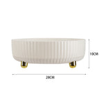 Rotating Round Spice Storage Rack Tray Turntable Kitchen Organizer | Large | Pearl White