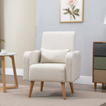 Nordic Leisure Lounge Sofa Accent Chair With Pillow | One Size | Cream