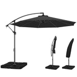 3(m) Banana Parasol Cantilever Umbrella Garden W/ Base Weights | Black