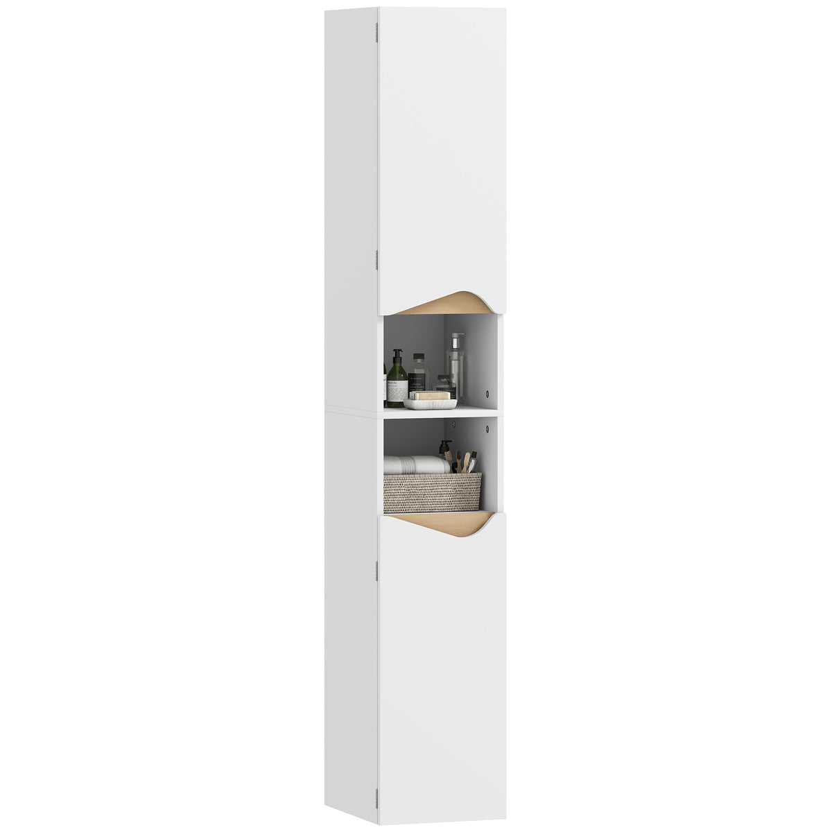 HOMCOM Slim Bathroom Storage Cabinet, Tall Bathroom Cabinet With 2 Doors