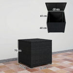 253l Garden Storage Box, Rattan Deck Box With Liner | Black