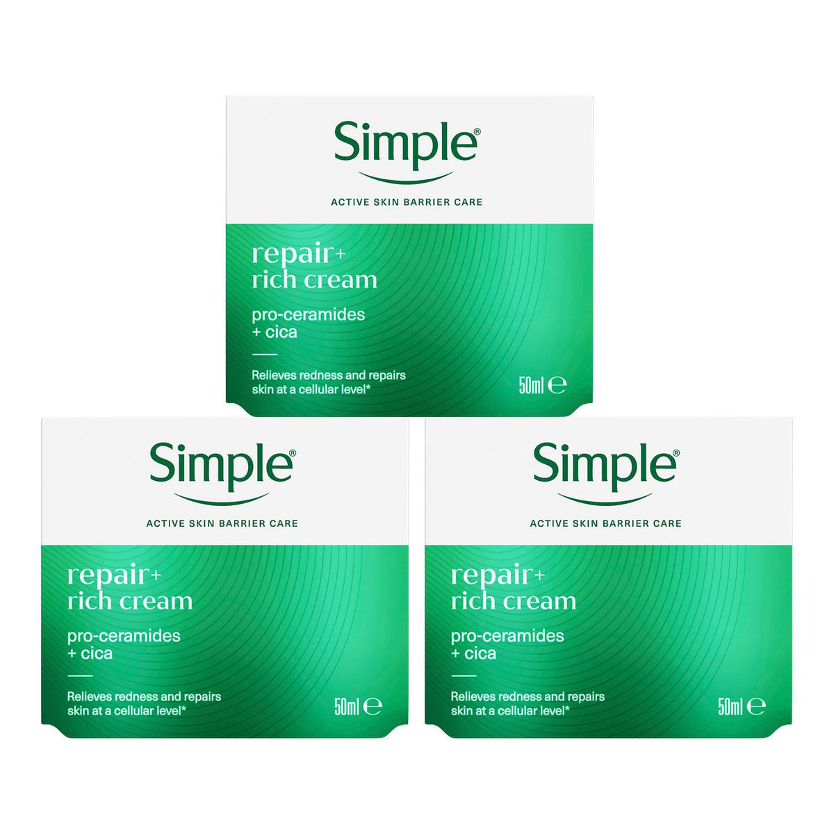 Repair+ Moisturiser Gentle Nourishing & Soothing Daily Face Cream, 50ml | Set of 3