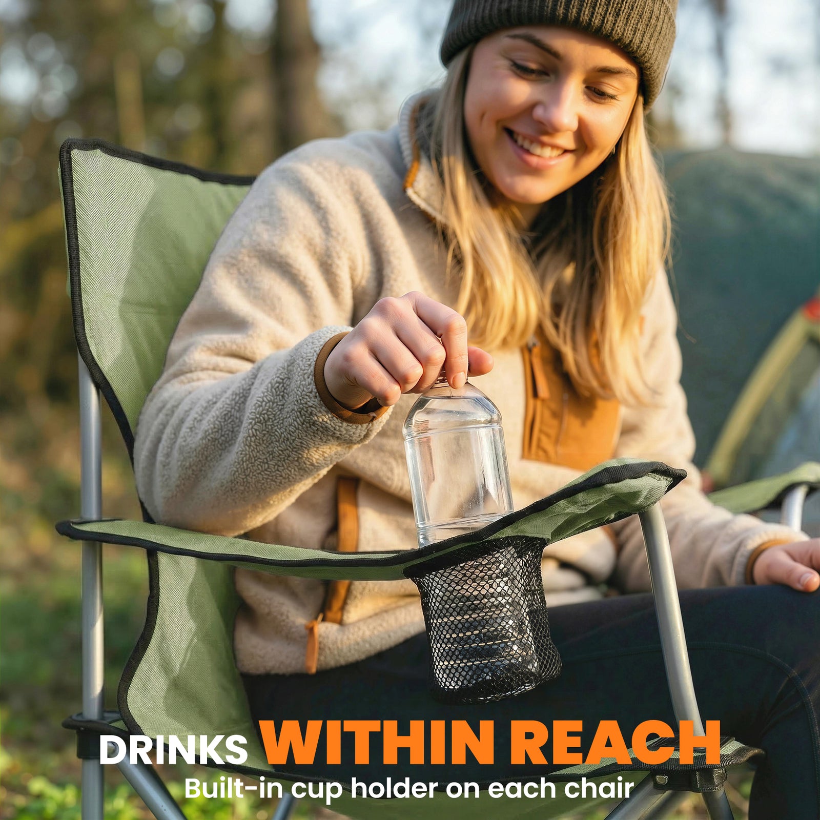 Camping Chair Set Of 2 Portable Folding | Green