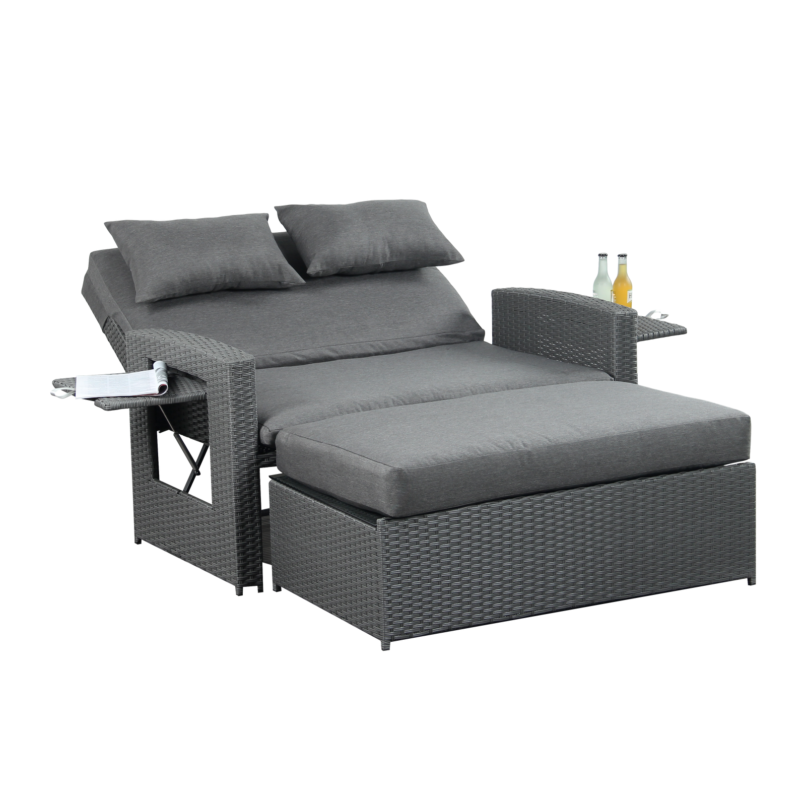 Oasis 2 Seater Outdoor Rattan Sofa & Daybed For Garden Patio Relaxation | Grey