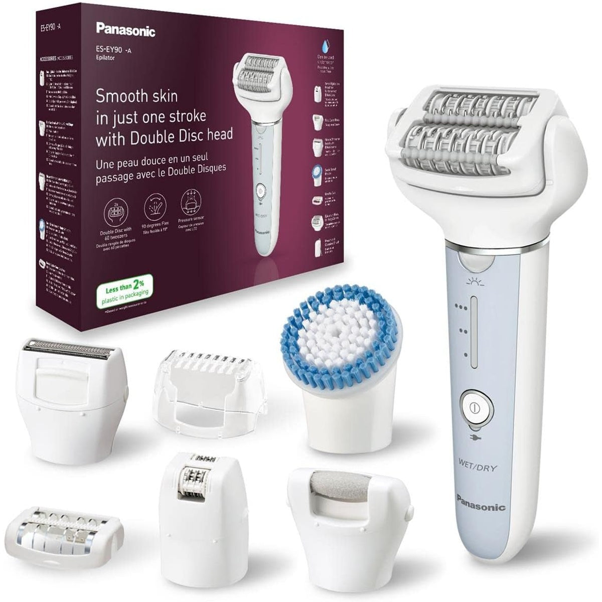 Es-ey90-a511 Wet & Dry Epilator Disc With 60 Tweezers | White