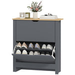 12-shoe Storage Cabinet 4 Shelves 2 Drawers Tabletop | Charcoal Grey