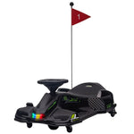 12v Electric Go Kart For Kids With Music, Led Lights | Black