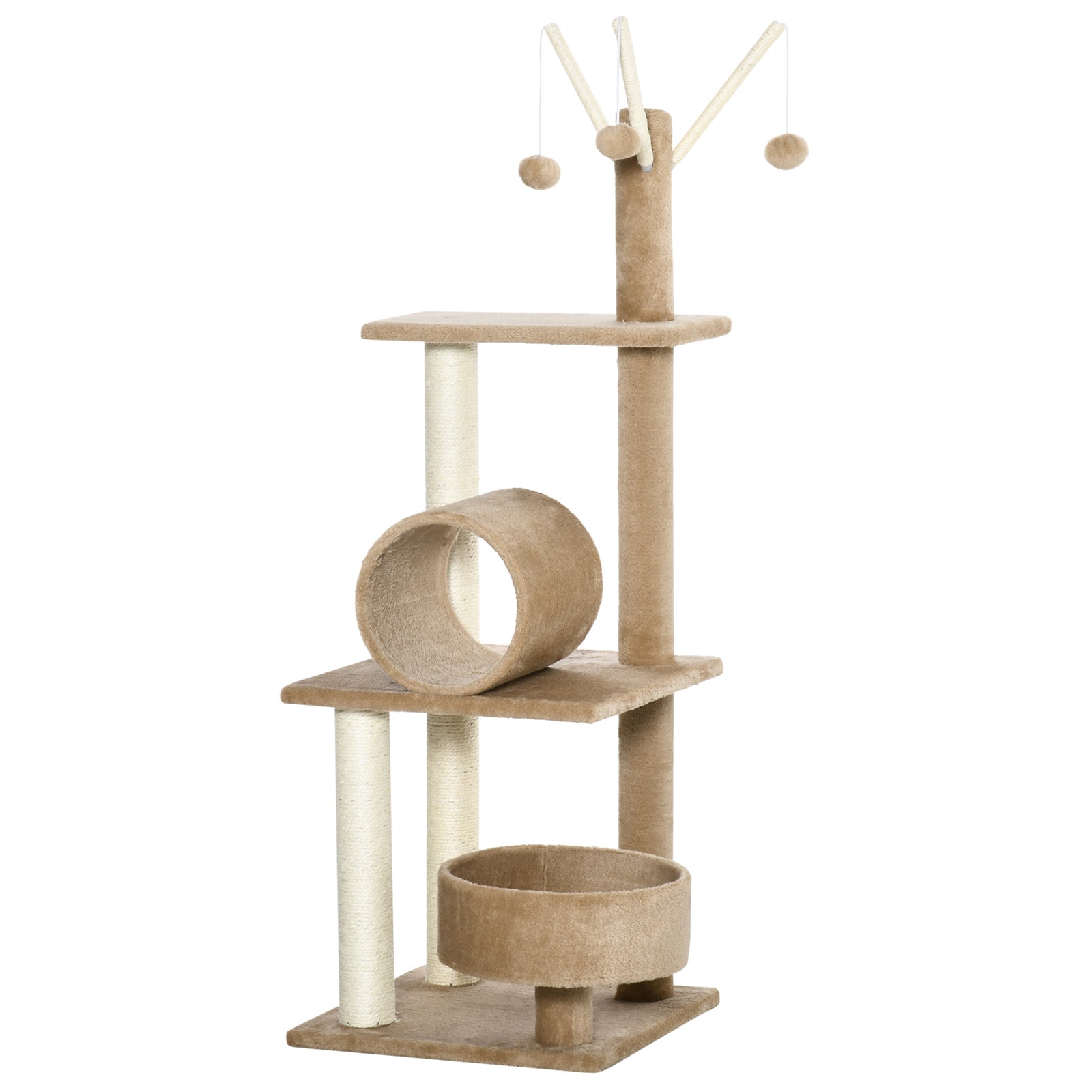 121cm Cat Tree Tower W/sisal Scratching Posts Bed Tunnel Perch | Brown