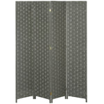4 Panel Folding Room Dividers For Wall Privacy Screen Panels | One Size | Gray