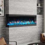 60’’ Smart Electric Fireplace with 3-Sided Panoramic Flame, WiFi  App Control, 750W/1500W Heater, 12 Flame Colours, Crackling Sound & Adjustable Thermostat, Recessed Black Fireplace Heater