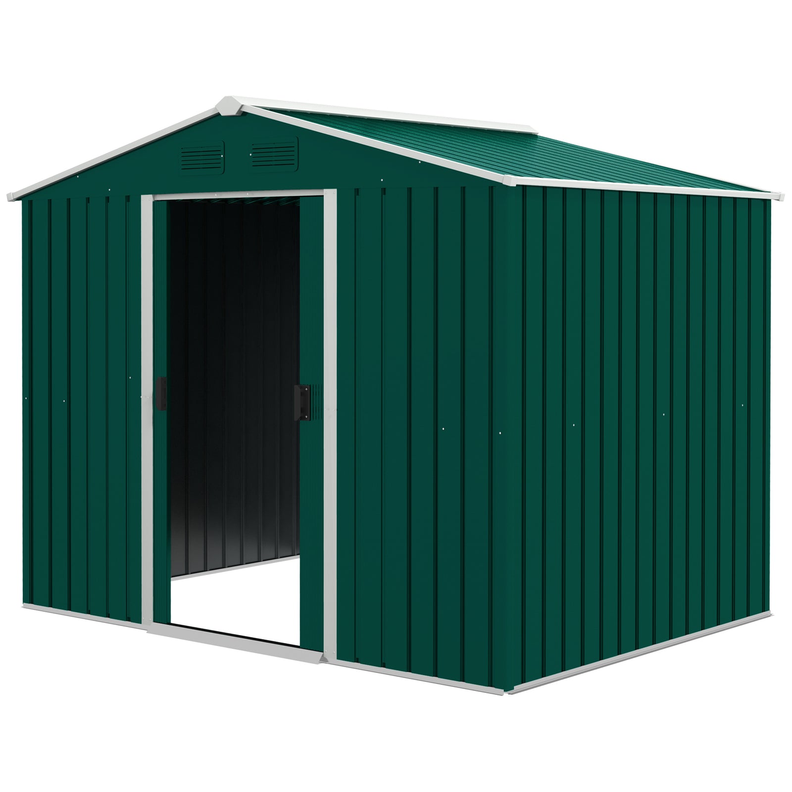 8 X 6ft Garden Storage Shed With Double Sliding Door Outdoor | Green