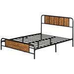 Double/king Bed Frame Steel Bed Base With Headboard Brown | Double | Brown