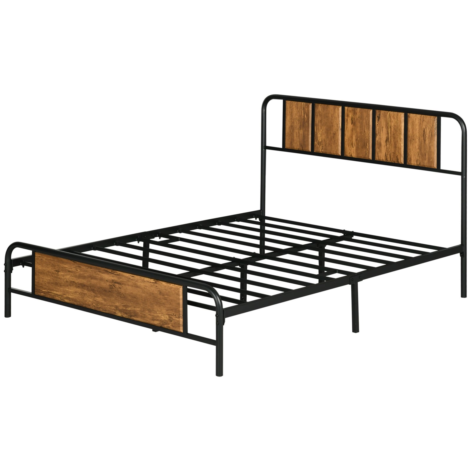 Double/king Bed Frame Steel Bed Base With Headboard Brown | Double | Brown