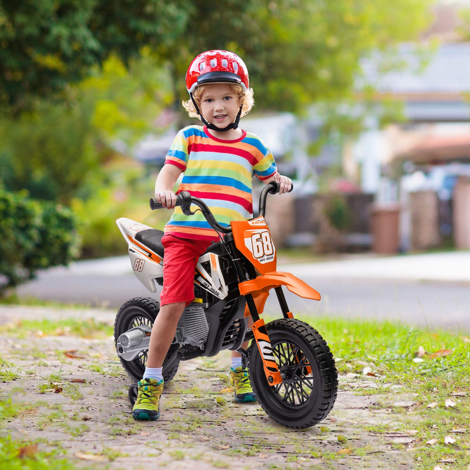 12v Kids Electric Motorbike W/ Twist Grip Throttle, Music | Orange