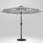 3m Solar Led Patio Umbrella, Outdoor Parasol With 16 Led Tubes, Crank Lift & Push Button Tilt With Cement Base | One Size | Light Grey