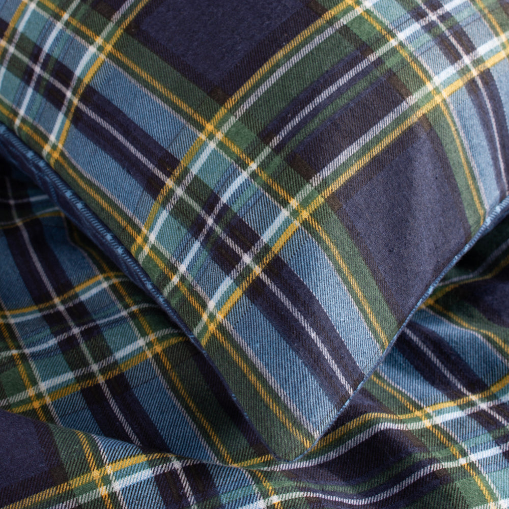 Willington Check Printed Brushed 100% Cotton Bedlinen Duvet Set | Double | Blue