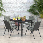 43" Rectangle Outdoor Dining Table For 4, Metal Top