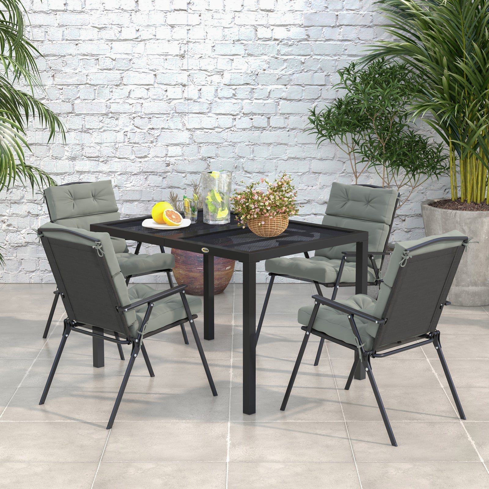 43" Rectangle Outdoor Dining Table For 4, Metal Top